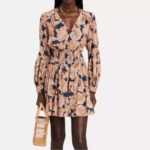 NWT INTERMIX Dorinda
Paisley Smocked Waist Mini Dress, Size 0